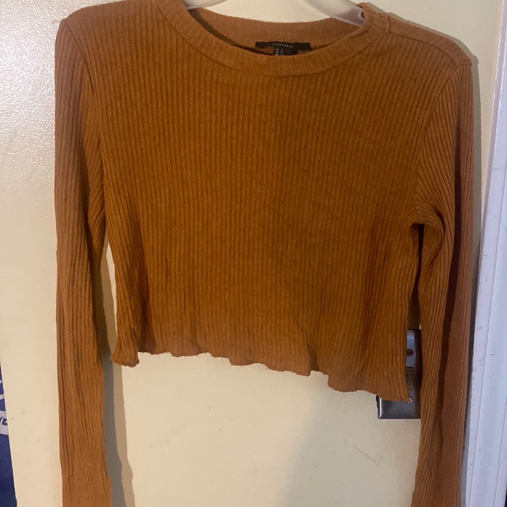 Mustard colored long sleeve shirt, size small, forever 21